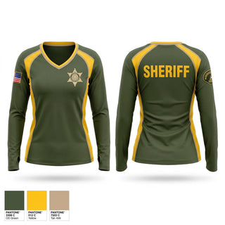 Womens Long Sleeve Vneck Shirt, Riverside county sheriff, Police, Teamtime, Team time, sublimation, custom sports apparel, team uniforms, spirit wear, spiritwear, sports uniforms, custom shirts, team store, custom team store, fundraiser sports, apparel fundraiser