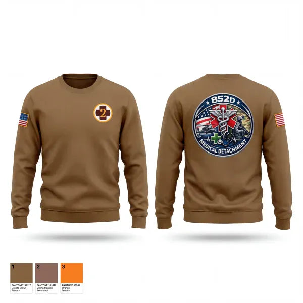 Crew Neck Sweatshirt, 852D Medical Detachment, Army, Teamtime, Team time, sublimation, custom sports apparel, team uniforms, spirit wear, spiritwear, sports uniforms, custom shirts, team store, custom team store, fundraiser sports, apparel fundraiser