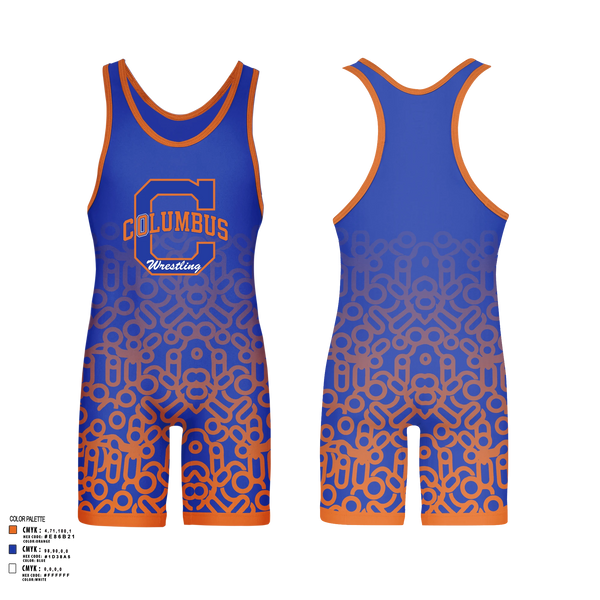 Wrestling Singlet, Columbus High School Wrestling, Wrestling, Teamtime, Team time, sublimation, custom sports apparel, team uniforms, spirit wear, spiritwear, sports uniforms, custom shirts, team store, custom team store, fundraiser sports, apparel fundraiser