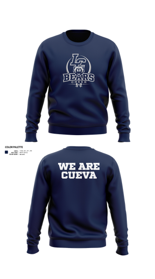 Crew Neck Sweatshirt, La Cueva Bears, Cheer, Teamtime, Team time, sublimation, custom sports apparel, team uniforms, spirit wear, spiritwear, sports uniforms, custom shirts, team store, custom team store, fundraiser sports, apparel fundraiser