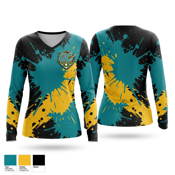 Womens Long Sleeve Vneck Shirt, Great Lakes Bay Game Changers 10u Bateson, Baseball, Teamtime, Team time, sublimation, custom sports apparel, team uniforms, spirit wear, spiritwear, sports uniforms, custom shirts, team store, custom team store, fundraiser sports, apparel fundraiser