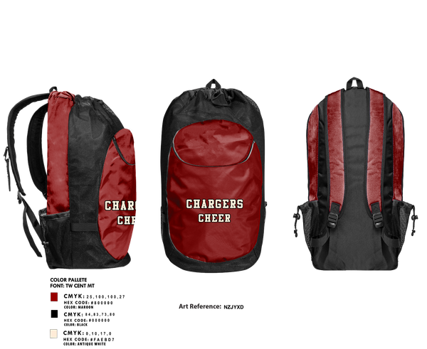 Gear Bag, Chargers, Cheer, Teamtime, Team time, sublimation, custom sports apparel, team uniforms, spirit wear, spiritwear, sports uniforms, custom shirts, team store, custom team store, fundraiser sports, apparel fundraiser