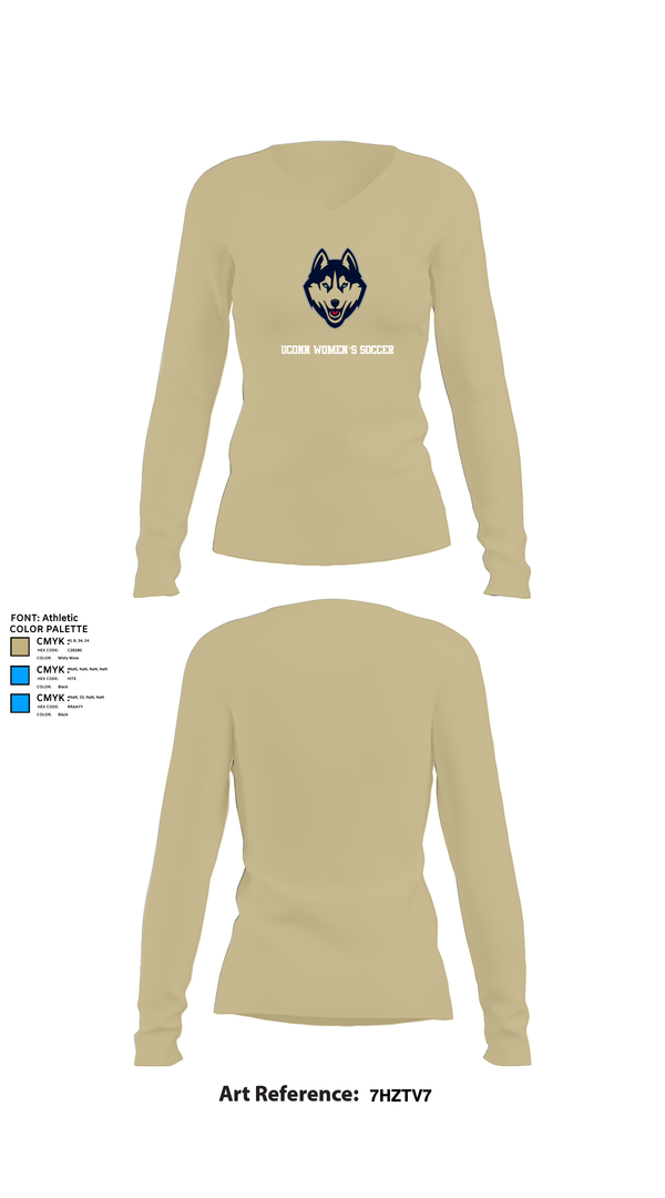Womens Long Sleeve Vneck Shirt, UConn Women’s Soccer, Women's Soccer, Teamtime, Team time, sublimation, custom sports apparel, team uniforms, spirit wear, spiritwear, sports uniforms, custom shirts, team store, custom team store, fundraiser sports, apparel fundraiser