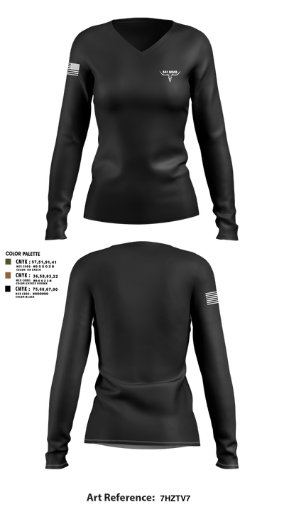 341 MMB 9179486 Women's Long Sleeve V-neck Shirt - 3