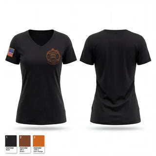 Womens Short Sleeve Vneck Shirt, Cowee Volunteer Fire Rescue, Fire Department, Teamtime, Team time, sublimation, custom sports apparel, team uniforms, spirit wear, spiritwear, sports uniforms, custom shirts, team store, custom team store, fundraiser sports, apparel fundraiser