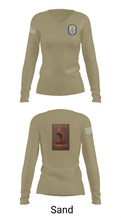 Uss Carter Hall 96042318 Women's Long Sleeve V-neck Shirt - 92