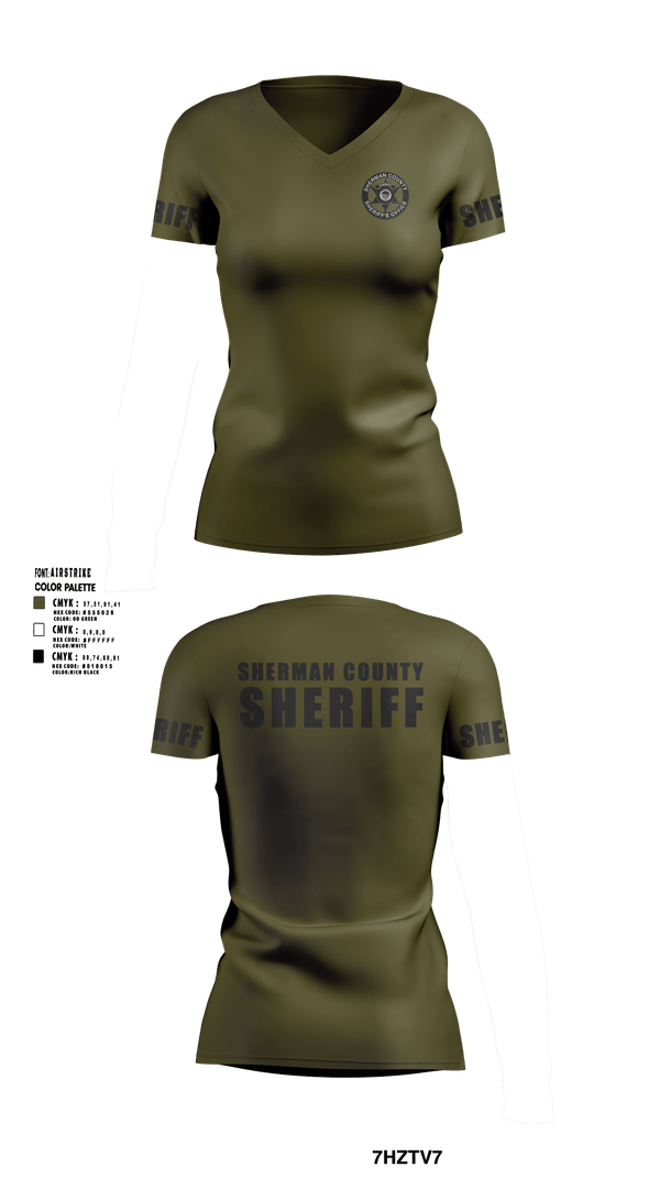 Womens Short Sleeve Vneck Shirt, Sherman Co SO Kansas, Police, Teamtime, Team time, sublimation, custom sports apparel, team uniforms, spirit wear, spiritwear, sports uniforms, custom shirts, team store, custom team store, fundraiser sports, apparel fundraiser