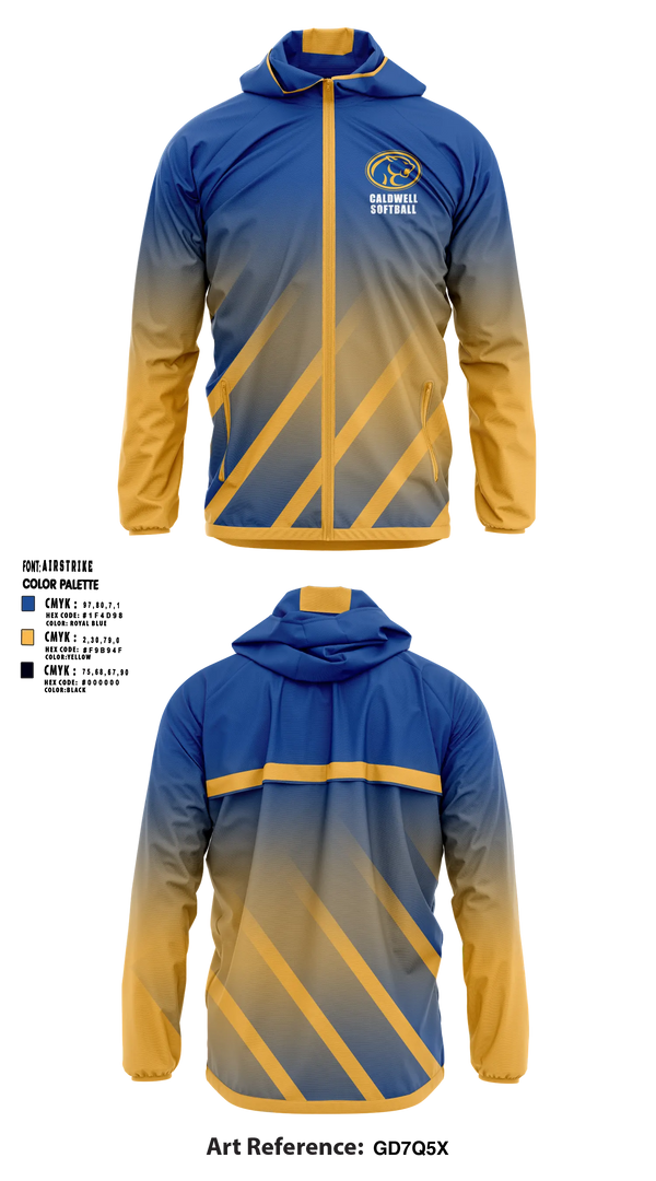Windbreaker, Caldwell Hugh School, Softball, Teamtime, Team time, sublimation, custom sports apparel, team uniforms, spirit wear, spiritwear, sports uniforms, custom shirts, team store, custom team store, fundraiser sports, apparel fundraiser