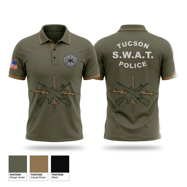 Short Sleeve Performance Polo, Tucson Police SWAT, Police, Teamtime, Team time, sublimation, custom sports apparel, team uniforms, spirit wear, spiritwear, sports uniforms, custom shirts, team store, custom team store, fundraiser sports, apparel fundraiser