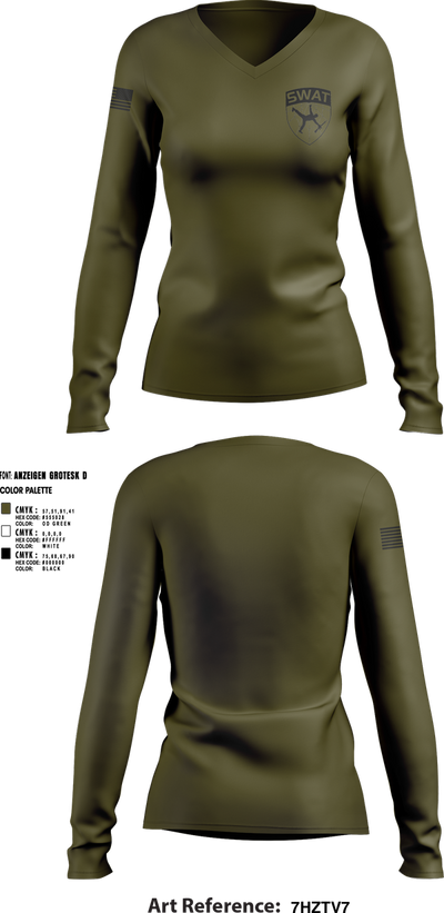 SWAT 94821555 Women's Long Sleeve V-neck Shirt - 2 (1)