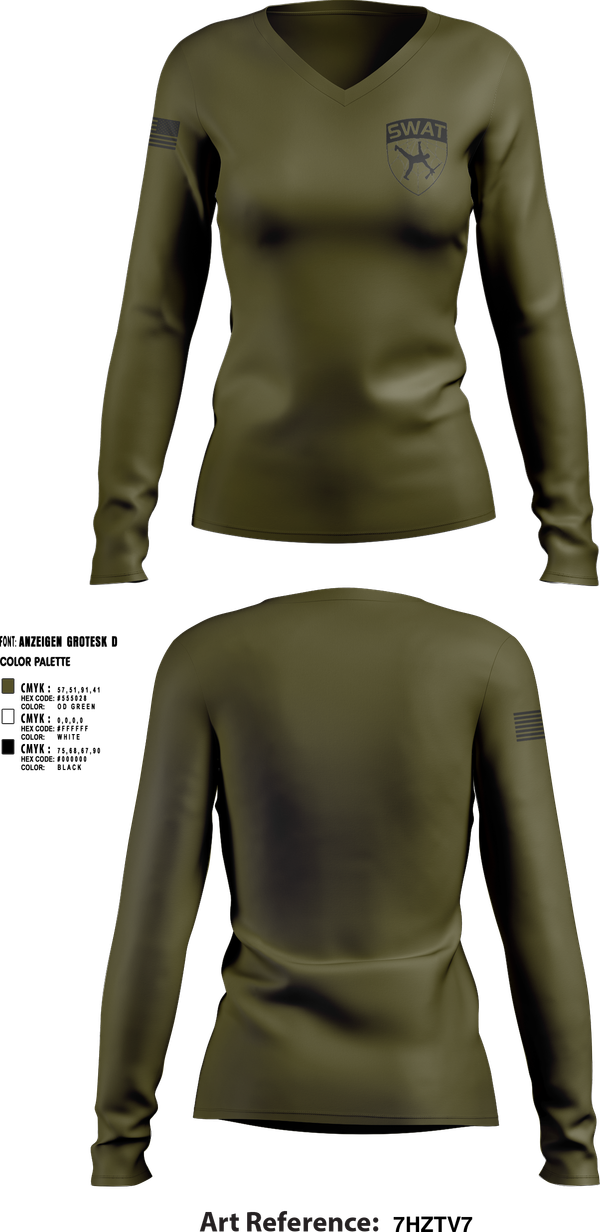 Womens Long Sleeve Vneck Shirt, SWAT, , Teamtime, Team time, sublimation, custom sports apparel, team uniforms, spirit wear, spiritwear, sports uniforms, custom shirts, team store, custom team store, fundraiser sports, apparel fundraiser
