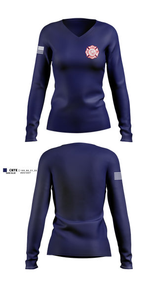 Womens Long Sleeve Vneck Shirt, Buna volunteered fire, , Teamtime, Team time, sublimation, custom sports apparel, team uniforms, spirit wear, spiritwear, sports uniforms, custom shirts, team store, custom team store, fundraiser sports, apparel fundraiser