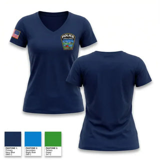 Womens Short Sleeve Vneck Shirt, Franklin Township Police Department, Police, Teamtime, Team time, sublimation, custom sports apparel, team uniforms, spirit wear, spiritwear, sports uniforms, custom shirts, team store, custom team store, fundraiser sports, apparel fundraiser