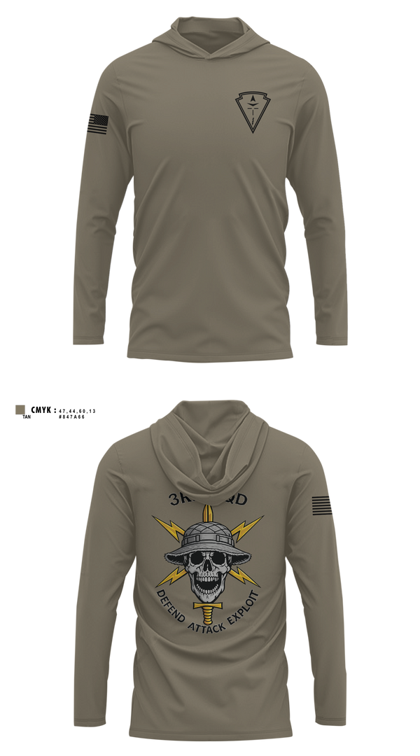 Long Sleeve Hooded Sun Shirt, 3RD SQUAD, EW, MFRC, Army, Teamtime, Team time, sublimation, custom sports apparel, team uniforms, spirit wear, spiritwear, sports uniforms, custom shirts, team store, custom team store, fundraiser sports, apparel fundraiser