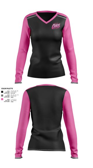 Womens Long Sleeve Vneck Shirt, Chaos, Softball, Teamtime, Team time, sublimation, custom sports apparel, team uniforms, spirit wear, spiritwear, sports uniforms, custom shirts, team store, custom team store, fundraiser sports, apparel fundraiser