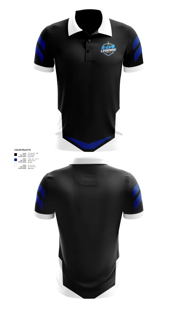 Short Sleeve Performance Polo, E-LV8 Legends, Men's Volleyball, Teamtime, Team time, sublimation, custom sports apparel, team uniforms, spirit wear, spiritwear, sports uniforms, custom shirts, team store, custom team store, fundraiser sports, apparel fundraiser