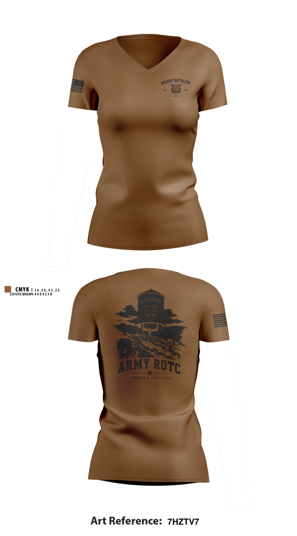 WILDCAT BATTALION Women's Short Sleeve V-neck Shirt - 11