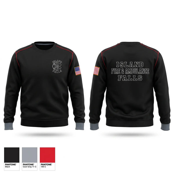 Crew Neck Sweatshirt, Island Falls Fire & Ambulance, Fire Department, Teamtime, Team time, sublimation, custom sports apparel, team uniforms, spirit wear, spiritwear, sports uniforms, custom shirts, team store, custom team store, fundraiser sports, apparel fundraiser