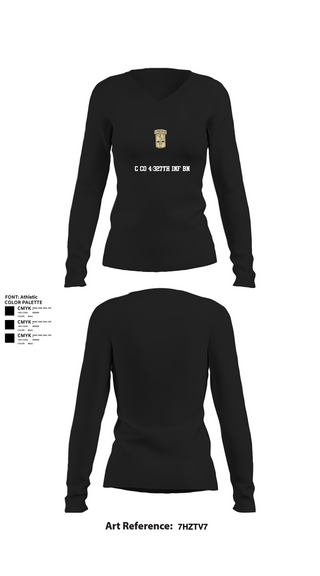 Womens Long Sleeve Vneck Shirt, C co 4/327th INF BN, , Teamtime, Team time, sublimation, custom sports apparel, team uniforms, spirit wear, spiritwear, sports uniforms, custom shirts, team store, custom team store, fundraiser sports, apparel fundraiser