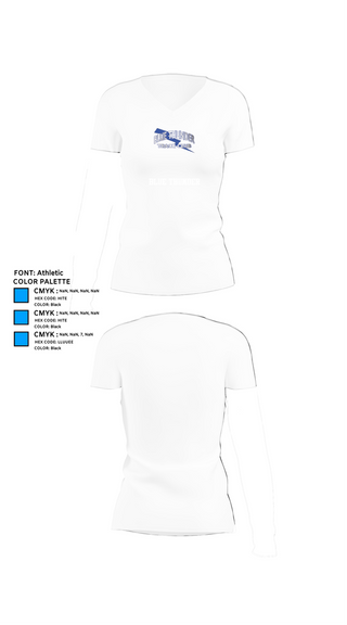 Womens Short Sleeve Vneck Shirt, Blue Thunder, Track & Field, Teamtime, Team time, sublimation, custom sports apparel, team uniforms, spirit wear, spiritwear, sports uniforms, custom shirts, team store, custom team store, fundraiser sports, apparel fundraiser