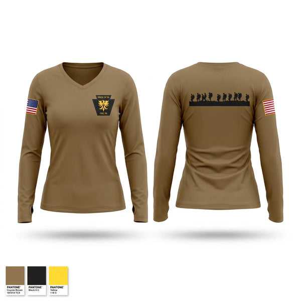 Womens Long Sleeve Vneck Shirt, Pride of Pa, Army, Teamtime, Team time, sublimation, custom sports apparel, team uniforms, spirit wear, spiritwear, sports uniforms, custom shirts, team store, custom team store, fundraiser sports, apparel fundraiser