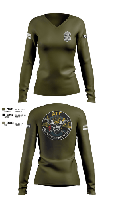ATF 41951708 Women's Long Sleeve V-neck Shirt - 3