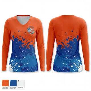 Womens Long Sleeve Vneck Shirt, Chester Academy Track & Field, Track & Field, Teamtime, Team time, sublimation, custom sports apparel, team uniforms, spirit wear, spiritwear, sports uniforms, custom shirts, team store, custom team store, fundraiser sports, apparel fundraiser