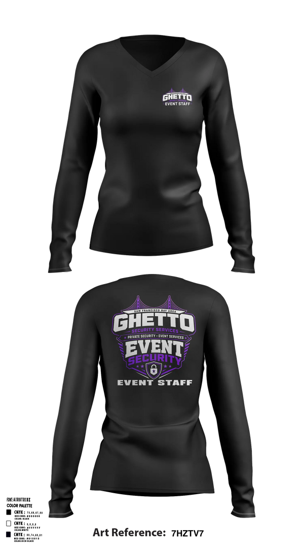 Womens Long Sleeve Vneck Shirt, GHETTO SECURITY SERVICES, , Teamtime, Team time, sublimation, custom sports apparel, team uniforms, spirit wear, spiritwear, sports uniforms, custom shirts, team store, custom team store, fundraiser sports, apparel fundraiser