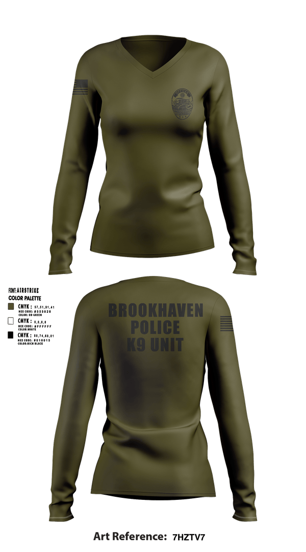 Womens Long Sleeve Vneck Shirt, Brookhaven K9 Unit, Police, Teamtime, Team time, sublimation, custom sports apparel, team uniforms, spirit wear, spiritwear, sports uniforms, custom shirts, team store, custom team store, fundraiser sports, apparel fundraiser