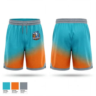 Mens Reversible Basketball Shorts, Sharks Elite, Men's Basketball, Teamtime, Team time, sublimation, custom sports apparel, team uniforms, spirit wear, spiritwear, sports uniforms, custom shirts, team store, custom team store, fundraiser sports, apparel fundraiser