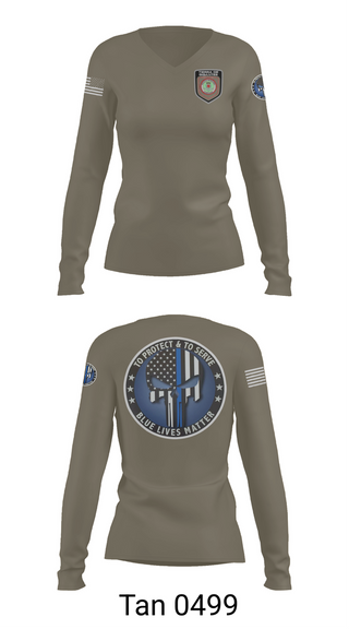 Womens Long Sleeve Vneck Shirt, Policía Municipal de Carolina, , Teamtime, Team time, sublimation, custom sports apparel, team uniforms, spirit wear, spiritwear, sports uniforms, custom shirts, team store, custom team store, fundraiser sports, apparel fundraiser