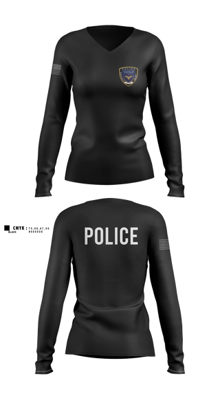 Womens Long Sleeve Vneck Shirt, Bibb County BOE Police Department, Police, Teamtime, Team time, sublimation, custom sports apparel, team uniforms, spirit wear, spiritwear, sports uniforms, custom shirts, team store, custom team store, fundraiser sports, apparel fundraiser
