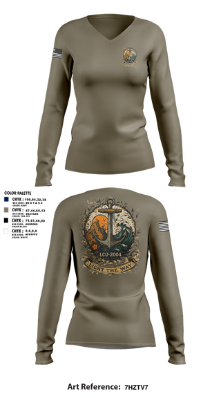 Womens Long Sleeve Vneck Shirt, LCU-2004, Army, Teamtime, Team time, sublimation, custom sports apparel, team uniforms, spirit wear, spiritwear, sports uniforms, custom shirts, team store, custom team store, fundraiser sports, apparel fundraiser