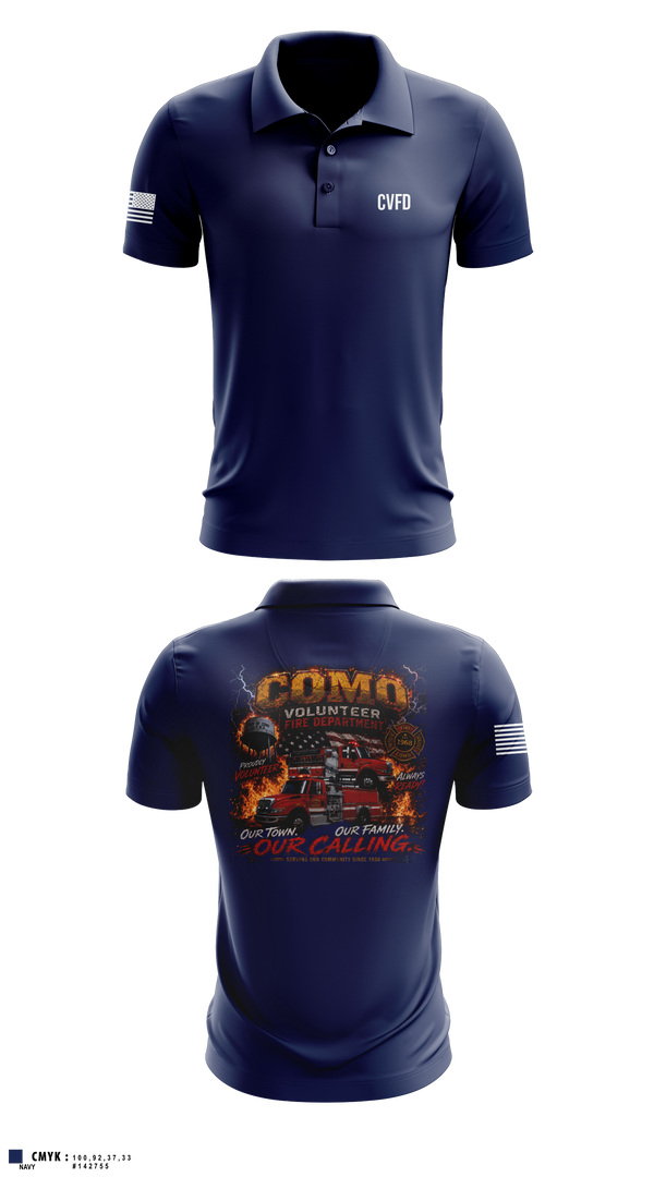 Short Sleeve Performance Polo, Como Volunteer Fire Department, Fire Department, Teamtime, Team time, sublimation, custom sports apparel, team uniforms, spirit wear, spiritwear, sports uniforms, custom shirts, team store, custom team store, fundraiser sports, apparel fundraiser