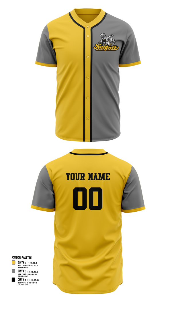 Full Button Baseball Jersey, Sheffield Knights, Baseball, Teamtime, Team time, sublimation, custom sports apparel, team uniforms, spirit wear, spiritwear, sports uniforms, custom shirts, team store, custom team store, fundraiser sports, apparel fundraiser