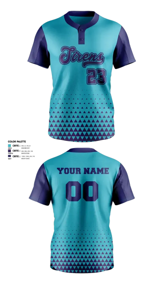 Two Button Softball Jersey, Sirens, Softball, Teamtime, Team time, sublimation, custom sports apparel, team uniforms, spirit wear, spiritwear, sports uniforms, custom shirts, team store, custom team store, fundraiser sports, apparel fundraiser