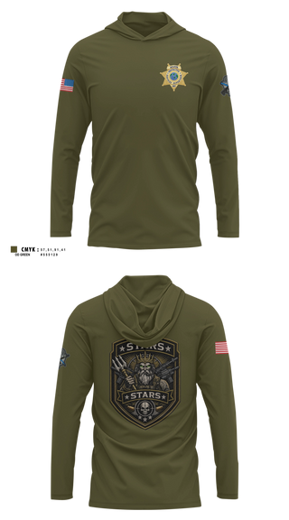 Long Sleeve Performance Shirt with hood, Ranger Services, Police, Teamtime, Team time, sublimation, custom sports apparel, team uniforms, spirit wear, spiritwear, sports uniforms, custom shirts, team store, custom team store, fundraiser sports, apparel fundraiser