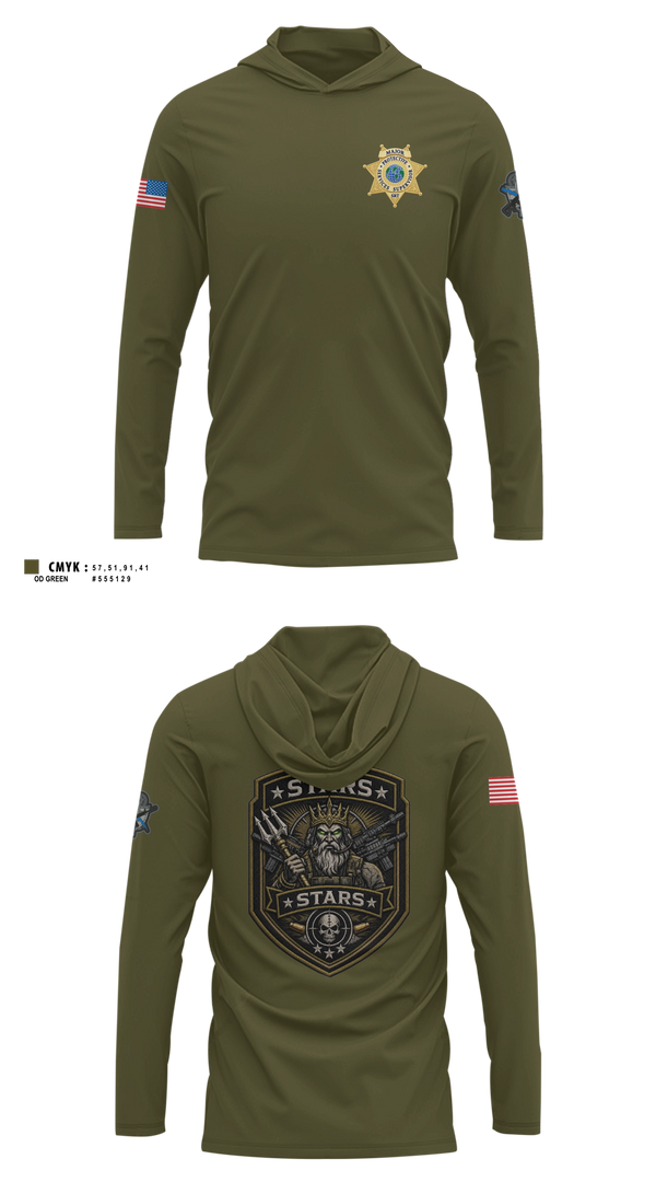 Long Sleeve Performance Shirt with hood, Ranger Services, Police, Teamtime, Team time, sublimation, custom sports apparel, team uniforms, spirit wear, spiritwear, sports uniforms, custom shirts, team store, custom team store, fundraiser sports, apparel fundraiser