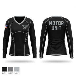 Womens Long Sleeve Vneck Shirt, Motor Unit, Police, Teamtime, Team time, sublimation, custom sports apparel, team uniforms, spirit wear, spiritwear, sports uniforms, custom shirts, team store, custom team store, fundraiser sports, apparel fundraiser