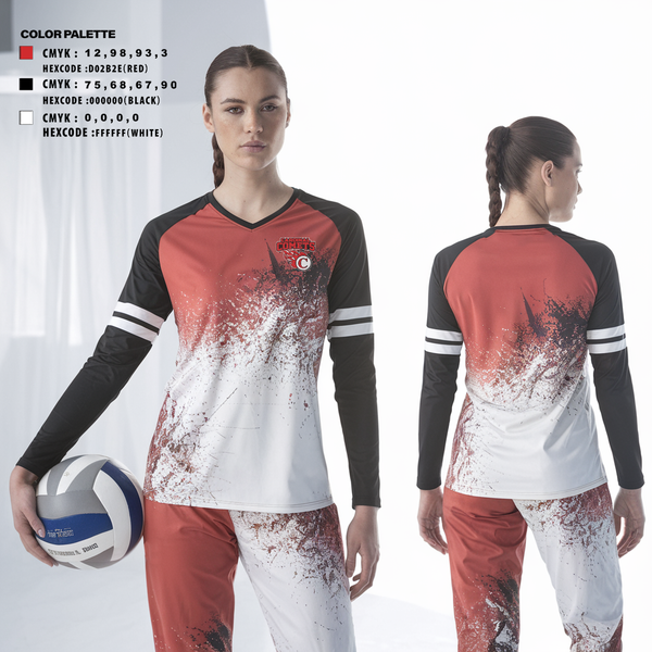 Womens Long Sleeve Vneck Shirt, Cardinal Comets Volleyball, Women's Volleyball, Teamtime, Team time, sublimation, custom sports apparel, team uniforms, spirit wear, spiritwear, sports uniforms, custom shirts, team store, custom team store, fundraiser sports, apparel fundraiser