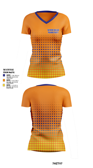 Womens Short Sleeve Vneck Shirt, Skydive Dallas Pajama Party, Water Polo, Teamtime, Team time, sublimation, custom sports apparel, team uniforms, spirit wear, spiritwear, sports uniforms, custom shirts, team store, custom team store, fundraiser sports, apparel fundraiser