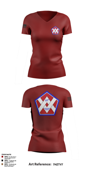Womens Short Sleeve Vneck Shirt, 55th Sustainment Brigade, , Teamtime, Team time, sublimation, custom sports apparel, team uniforms, spirit wear, spiritwear, sports uniforms, custom shirts, team store, custom team store, fundraiser sports, apparel fundraiser