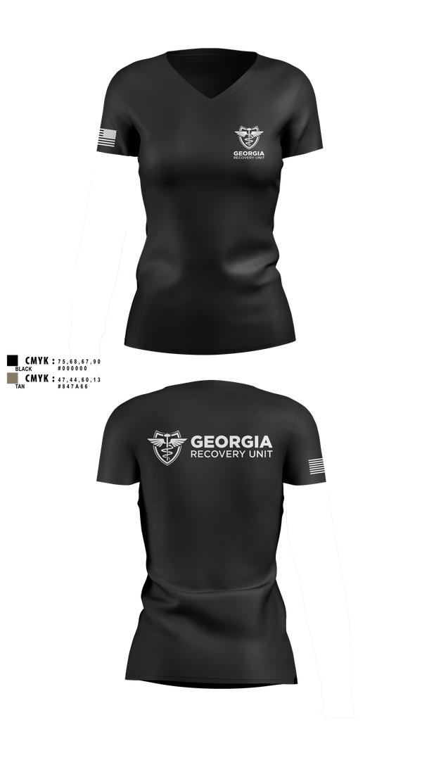 Womens Short Sleeve Vneck Shirt, Georgia Recovery Unit, , Teamtime, Team time, sublimation, custom sports apparel, team uniforms, spirit wear, spiritwear, sports uniforms, custom shirts, team store, custom team store, fundraiser sports, apparel fundraiser