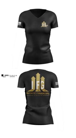 Womens Short Sleeve Vneck Shirt, Infinite Financial Group, , Teamtime, Team time, sublimation, custom sports apparel, team uniforms, spirit wear, spiritwear, sports uniforms, custom shirts, team store, custom team store, fundraiser sports, apparel fundraiser