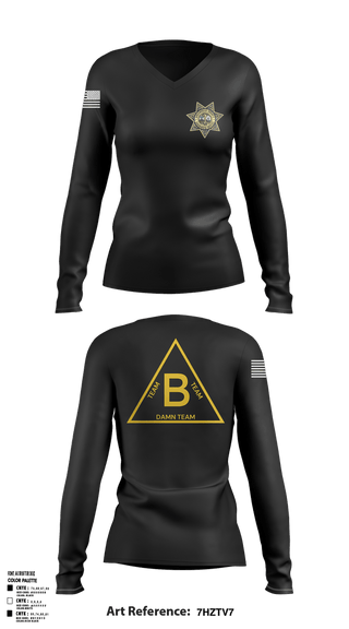 Womens Long Sleeve Vneck Shirt, Bravo, Police, Teamtime, Team time, sublimation, custom sports apparel, team uniforms, spirit wear, spiritwear, sports uniforms, custom shirts, team store, custom team store, fundraiser sports, apparel fundraiser