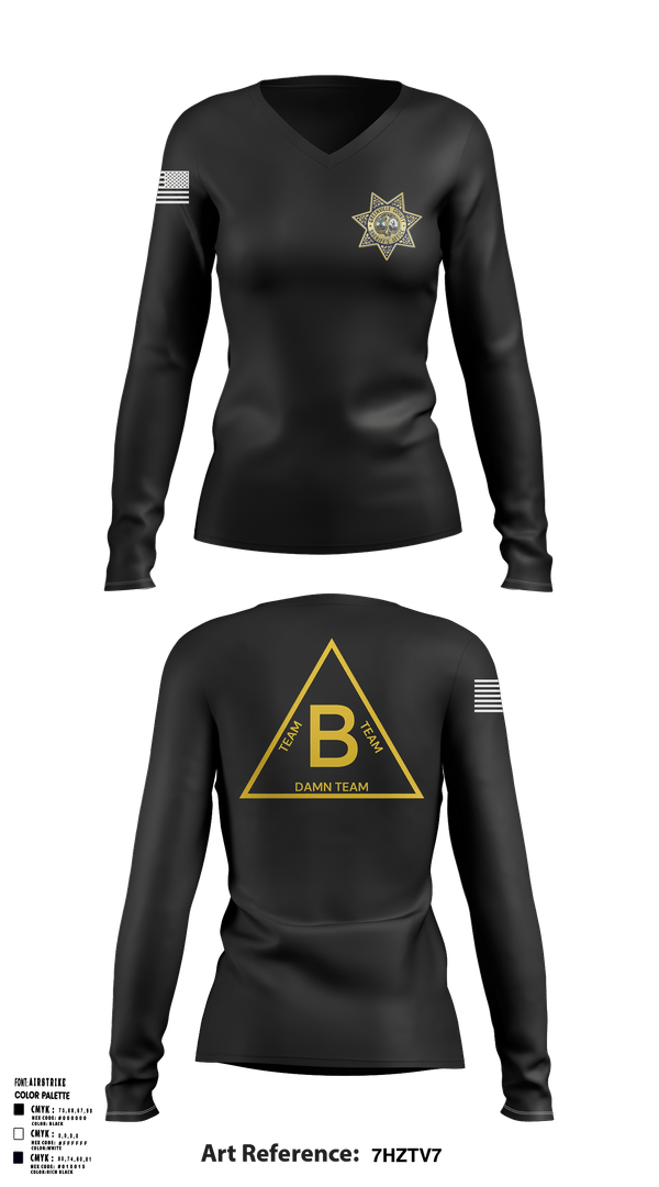Womens Long Sleeve Vneck Shirt, Bravo, Police, Teamtime, Team time, sublimation, custom sports apparel, team uniforms, spirit wear, spiritwear, sports uniforms, custom shirts, team store, custom team store, fundraiser sports, apparel fundraiser