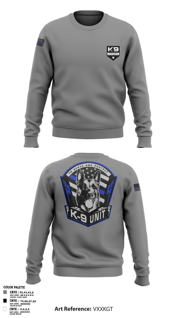 Crew Neck Sweatshirt, K-9, , Teamtime, Team time, sublimation, custom sports apparel, team uniforms, spirit wear, spiritwear, sports uniforms, custom shirts, team store, custom team store, fundraiser sports, apparel fundraiser