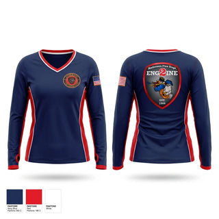 Womens Long Sleeve Vneck Shirt, Anderson City Fire, Fire Department, Teamtime, Team time, sublimation, custom sports apparel, team uniforms, spirit wear, spiritwear, sports uniforms, custom shirts, team store, custom team store, fundraiser sports, apparel fundraiser