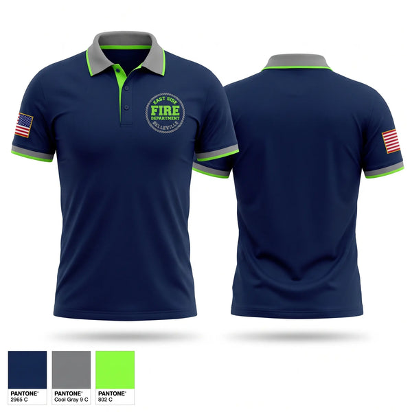 Short Sleeve Performance Polo, East Side Fire Department (Belleville), Fire Department, Teamtime, Team time, sublimation, custom sports apparel, team uniforms, spirit wear, spiritwear, sports uniforms, custom shirts, team store, custom team store, fundraiser sports, apparel fundraiser
