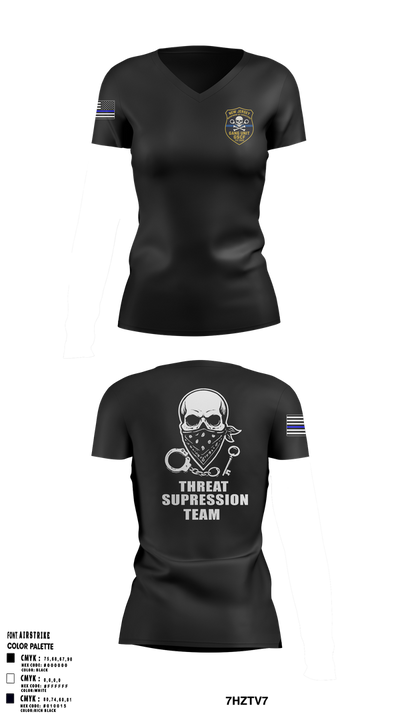 New Jersey Department of Corrections Women's Short Sleeve V-neck Shirt - 1